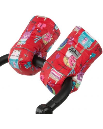 Универсални ръкавици за количка с вълна ДоРечи - Червени с рисунки - 1