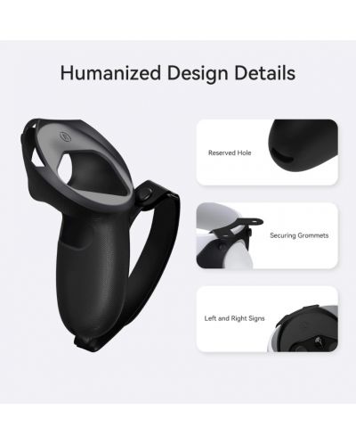 Ръкохватки за контролер Kiwi Design - Knuckle Grips, Oculus Quest 2, черни - 4