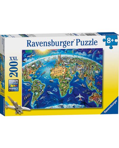 Пъзел Ravensburger от 200 XXL части - Карта на световните забележителности - 1