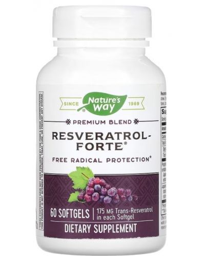 Resveratrol Forte, 60 капсули, Nature’s Way - 1