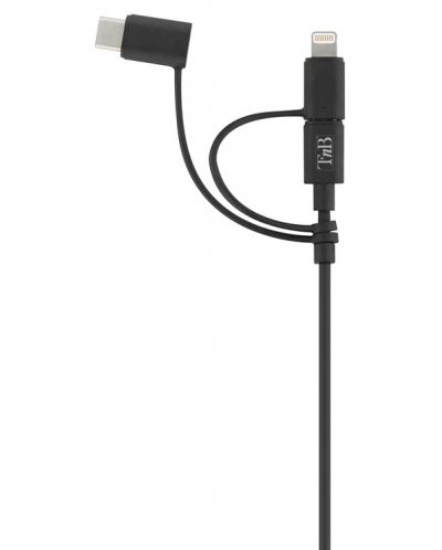 Кабел TnB - 3 в 1, USB-A/USB-C/Micro USB/Lightning, 1.5 m, черен - 1
