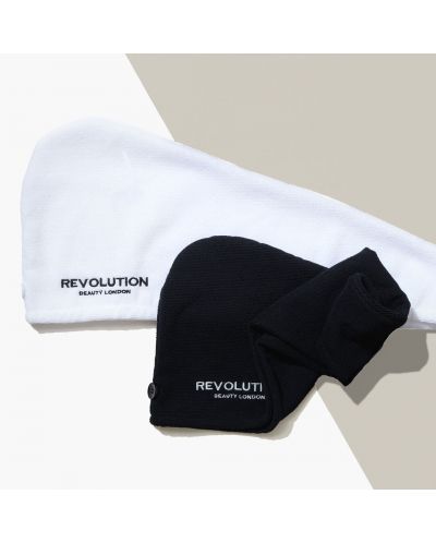 Revolution Haircare Микрофибърни кърпи за глава, черна и бяла, 2 броя - 5