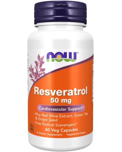 Resveratrol, 60 капсули, Now - 1