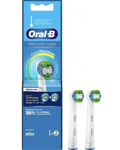 Резервни глави Oral-B - EB20 Precision Clean, 2 броя, бели - 2
