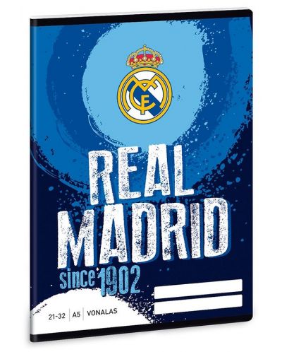 Ученическа тетрадка Ars Una FC Real Madrid - А5, с 2 полета, 32 листа, лого