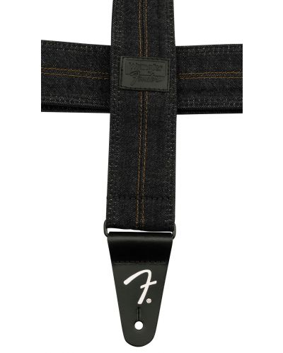 Ремък за китара Fender - Wrangler Riveted Denim Strap, Washed Black - 5