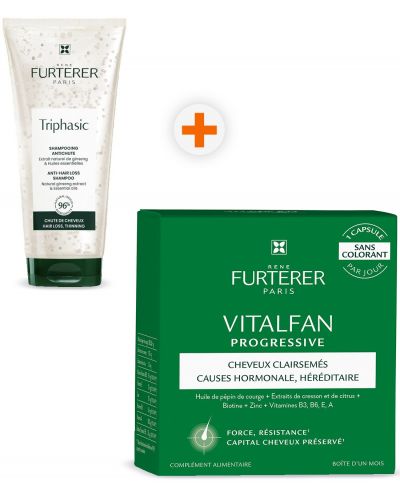 René Furterer Triphasic & Vitalfan Комплект - Шампоан и Хранителна добавка Progressive, 200 ml + 30 капсули (Лимитирано) - 1