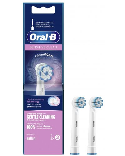 Резервни глави Oral-B - Sensitive Clean UltraThin, 2 броя, бели - 2