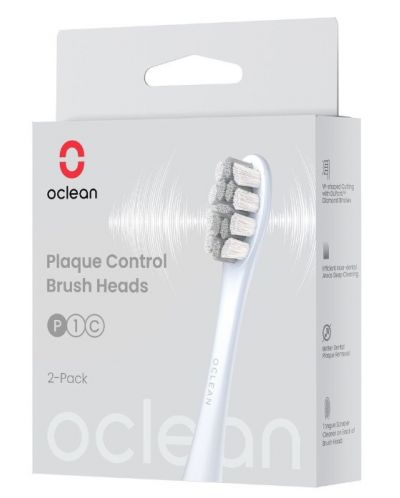 Резервни глави Oclean - Plaque Control, P1C9, 2 броя, сребристи - 2