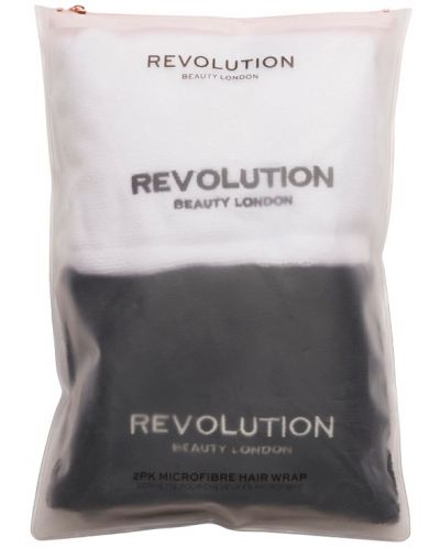 Revolution Haircare Микрофибърни кърпи за глава, черна и бяла, 2 броя - 1