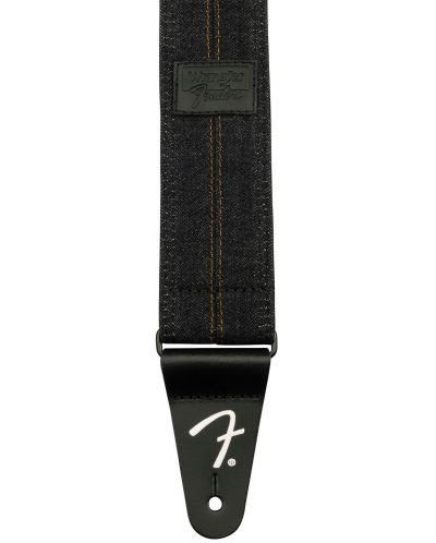 Ремък за китара Fender - Wrangler Riveted Denim Strap, Washed Black - 4