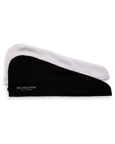 Revolution Haircare Микрофибърни кърпи за глава, черна и бяла, 2 броя - 2
