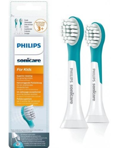 Резервни глави за детска четка - Philips Sonicare - HX6032/90 3+, 2 бр., синя