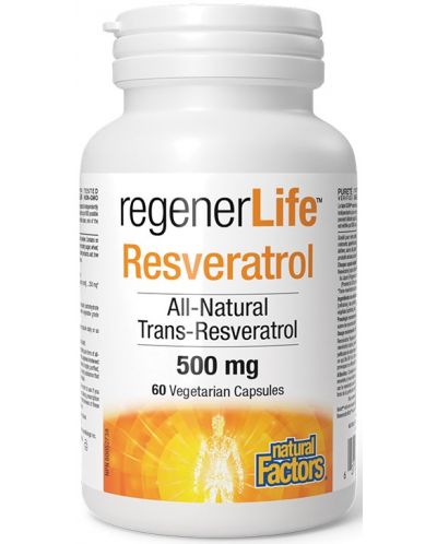 RegenerLife Resveratrol, 500 mg, 60 капсули, Natural Factors - 1