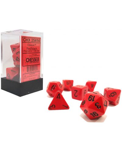 Комплект зарове Chessex Opaque Poly 7 - Red & Black (7 бр.) - 1