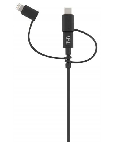 Кабел TnB - 3 в 1, USB-A/USB-C/Micro USB/Lightning, 1.5 m, черен - 2