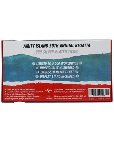 Реплика FaNaTtik Movies: Jaws - Annual Regatta Ticket (Silver Plated) (Limited Edition) - 5