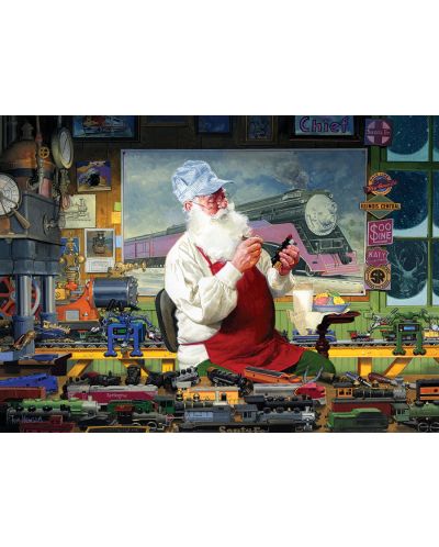 Пъзел Cobble Hill от 1000 части - Хобито на Дядо Коледа, Том Нюсъм - 2