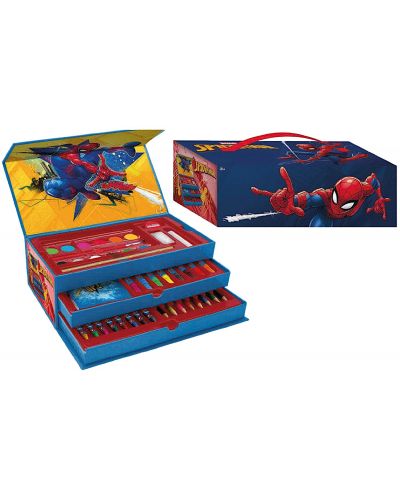 Рисувателен комплект Disney - Spider-Man, в куфарче на три нива - 1