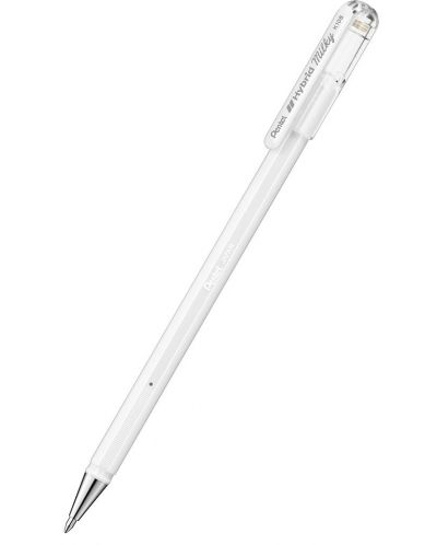 Ролер Pentel - Hybrid Milky K 108, 0.8 mm, бял - 1