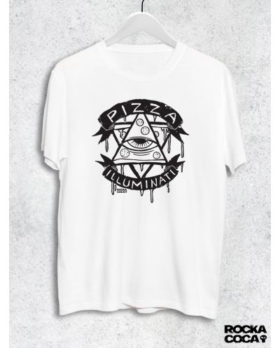 Тениска RockaCoca Pizza Iluminati, черна/бяла размер L - 1