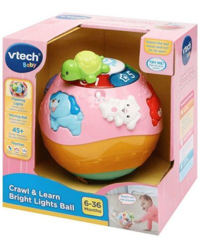 Детска играчка Vtech - Топка с животни, розова - 2