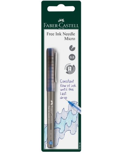 Ролер Faber-Castell Free Ink Needle - 0.5 mm, син, блистер - 1