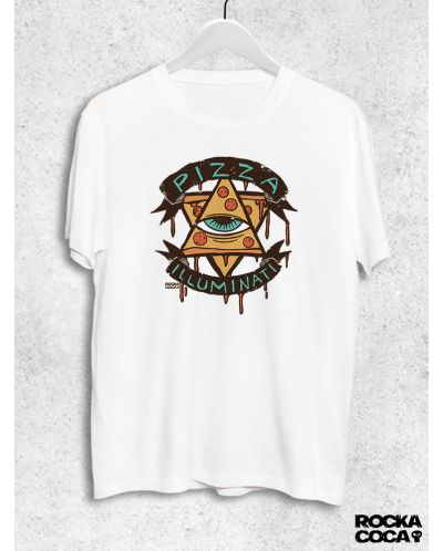 Тениска RockaCoca Pizza Iluminati, бяла, размер L - 1