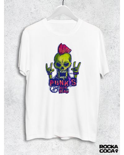 Тениска RockaCoca Punk's not dead, бяла, размер L