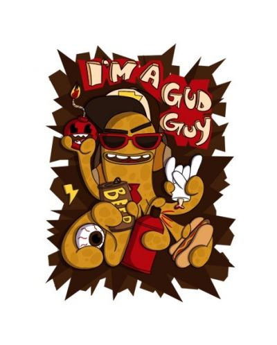 Тениска RockaCoca Gud Guy, бяла, размер L