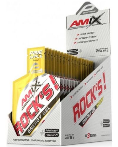 Rock's Energy Gel Box, ананас, 20 шота x 32 g, Amix - 1