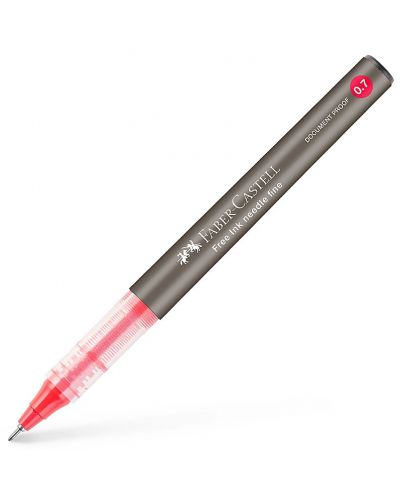 Ролер Faber-Castell Free Ink Needle - 0.7 mm, червен - 1
