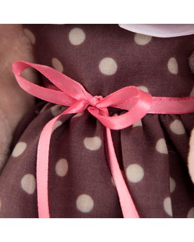Плюшена играчка Budi Basa - Зайка Ми, с рокля в цвят кафе и цвете, 32 cm - 3