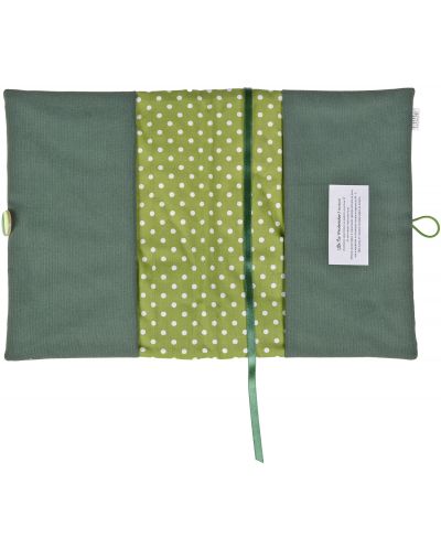 Рокля за книга (Текстилна подвързия с копче): Зелени сърца, зелена основа, дантела - 4