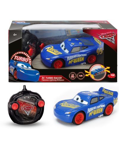 Количка с дистанционно Dickie Toys - Cars 3, Маккуин Светкавицата (синя) - 3