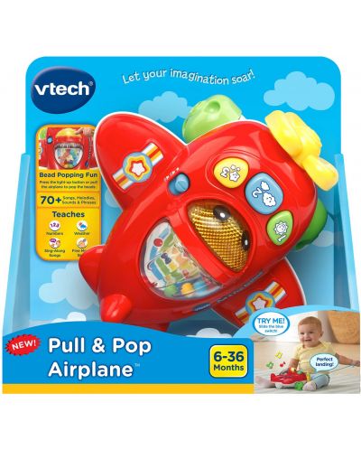 Бебешка играчка Vtech - Музикално самолетче, за дърпане - 6