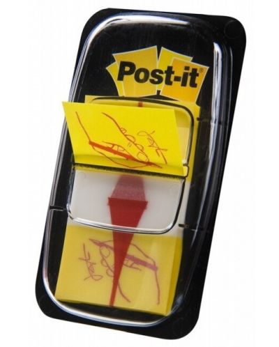 Самозалепващи индекси Post-it - Подпиши тук, 2.5 х 4.3 cm, 50 броя - 1