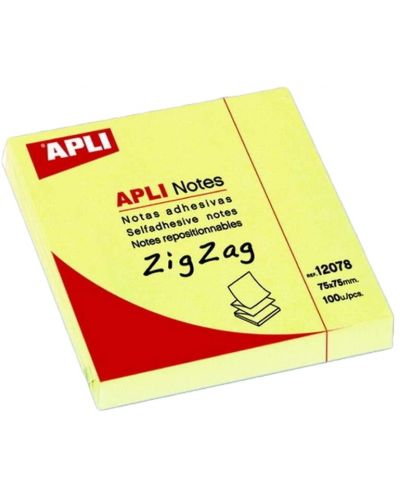 Самозалепващи листчета Apli - жълти Z-листчета, 75 х 75 mm, 100 броя - 1