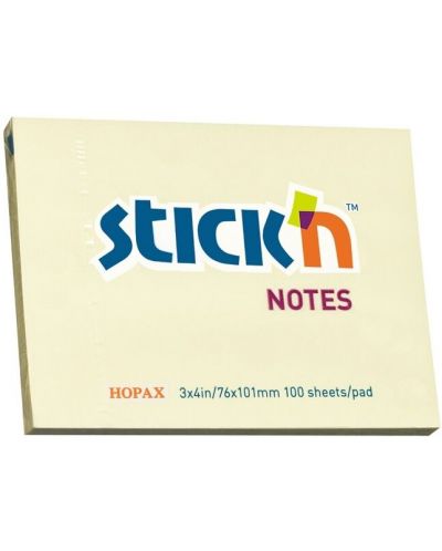 Самозалепващи се листчета Stick'n - 76 x 101 mm, жълти, 100 листа - 1