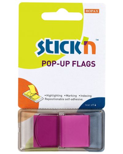 Самозалепващи се листчета Stick'n - 45 x 25 mm, лилави, 50 листа - 1