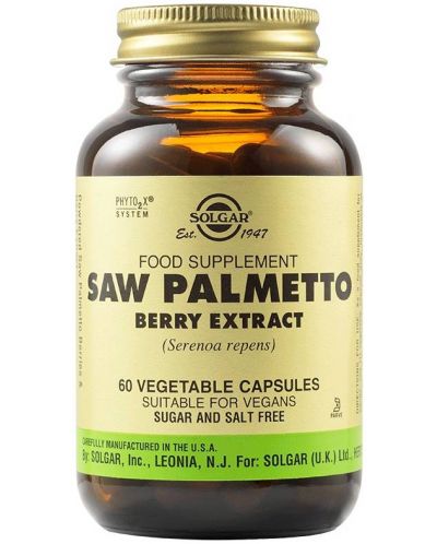 Saw Palmetto Berry Extract, 60 растителни капсули, Solgar - 1
