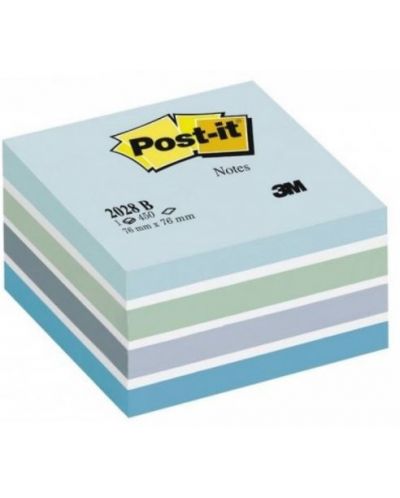 Самозалепващо кубче Post-it - Blue, 7.6 x 7.6 cm, 450 листа - 1