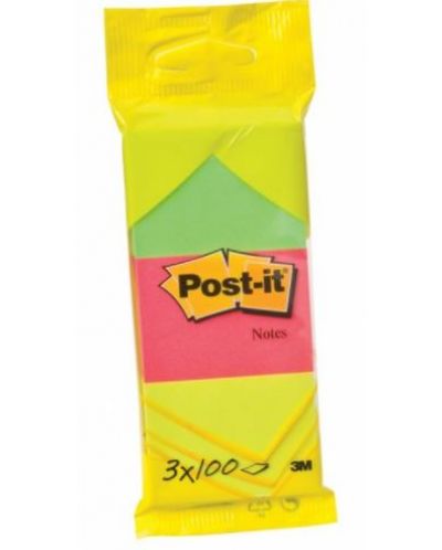 Самозалепващи листчета Post-it - Неонови, 3.8 х 5.1 cm, 300 броя - 1