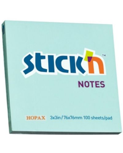 Самозалепващи се листчета Stick'n - 76 x 76 mm, син пастел, 100 листа - 1