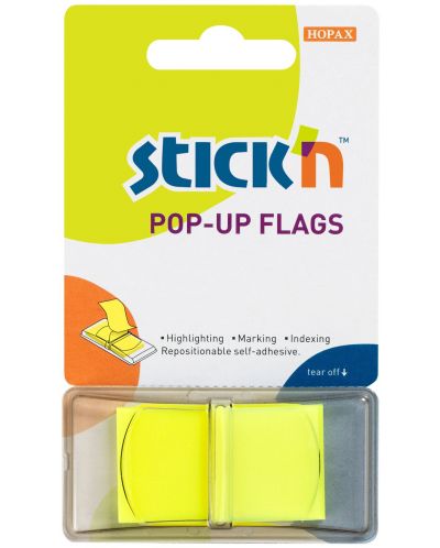 Самозалепващи се листчета Stick'n - 45 x 25 mm, жълти, 50 листа - 1