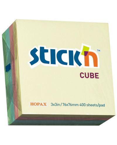 Самозалепващи се листчета Stick'n - 76 x 76 mm, пастелни, 4 цвята, 400 листа - 1