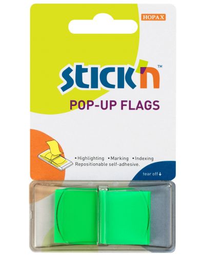 Самозалепващи се листчета Stick'n - 45 x 25 mm, зелени, 50 листа - 1