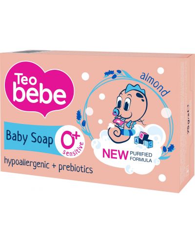 Сапун Teo Bebe - Бадемово масло и пребиотик, 75 g - 1