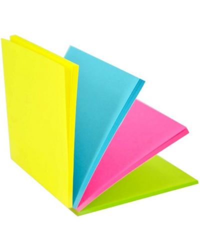 Самозалепващи листчета Stick'n - Magic, 76 x 76 mm, 4 неонови цвята, 100 листа - 1