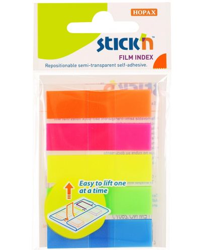 Самозалепващи индекси Stick'n - 45 x 12 mm, 5 цвята, 100 броя - 1